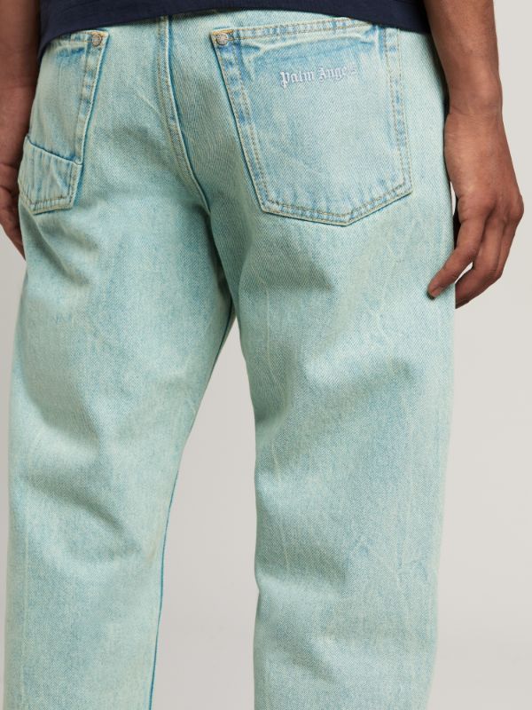 Palm Angels Overdyed Straight Leg Jeans In Green
