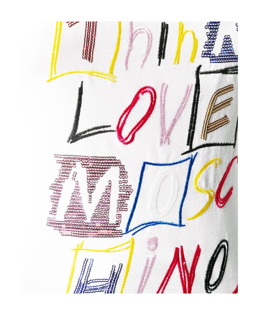 Moschino T-shirt With Round Neck And Short Sleeves In White