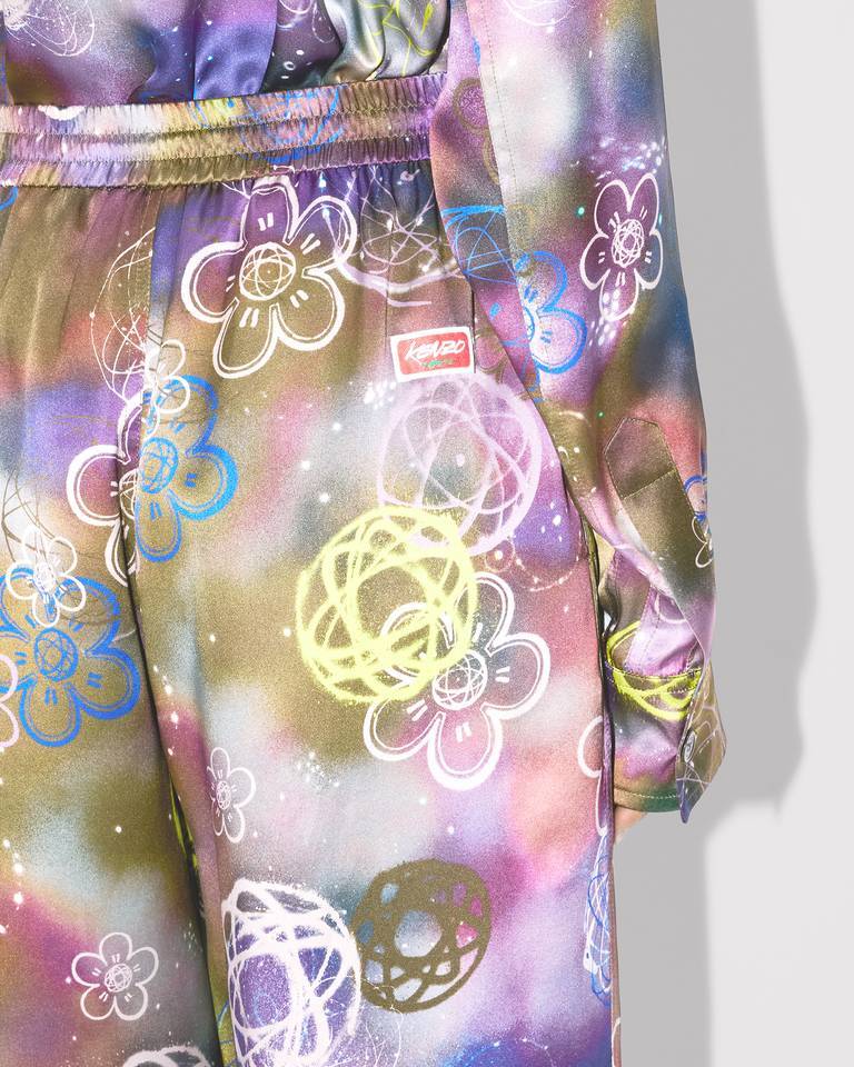 Kenzo ' X Futura 2000' Pants In Silk In Multi