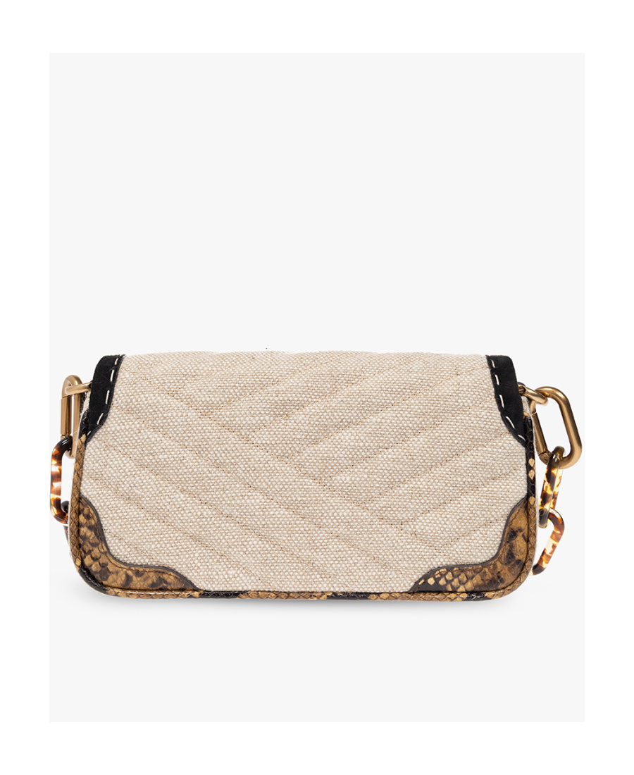 Tory Burch Small Kira Mixed-media Shoulder Bag In Nude
