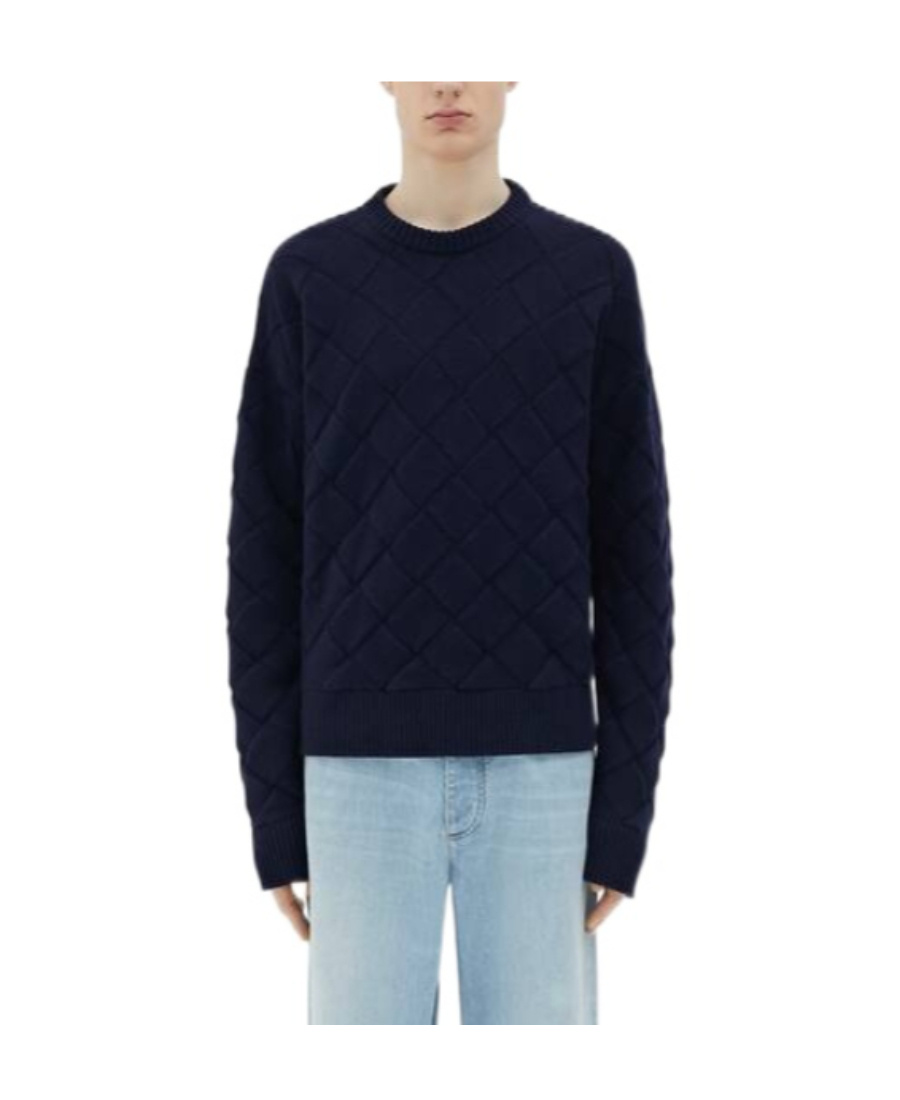 Bottega Veneta Intreccio Crew-neck Jumper In Black
