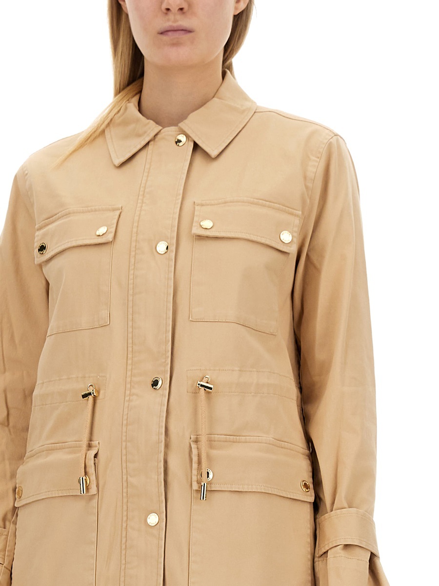 Michael Michael Kors Cargo Pocket Jacket With Classic Collar In Brown