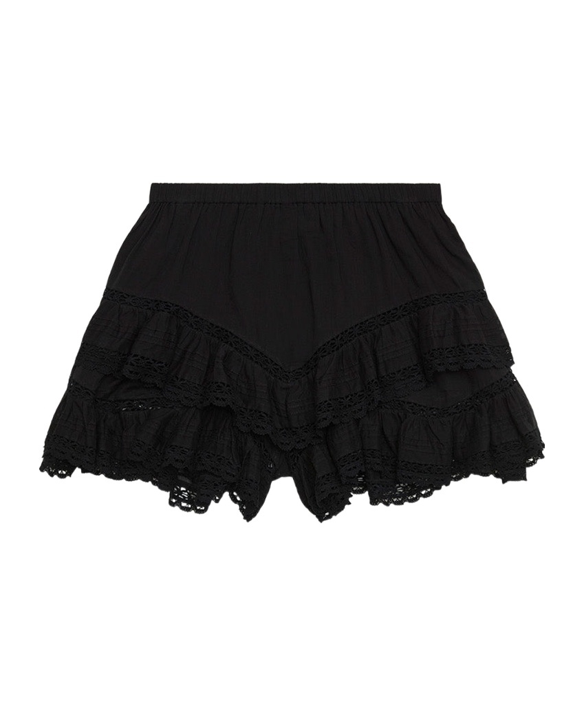 Isabel Marant Étoile Geana Ruffled Cotton Shorts In Black