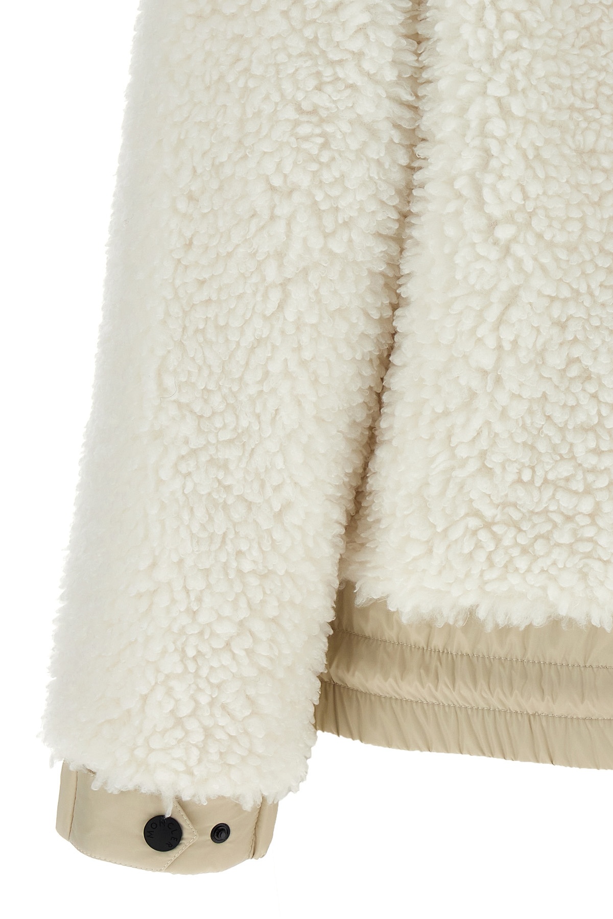Shop Moncler Padded Teddy Zip-up Cardigan In White