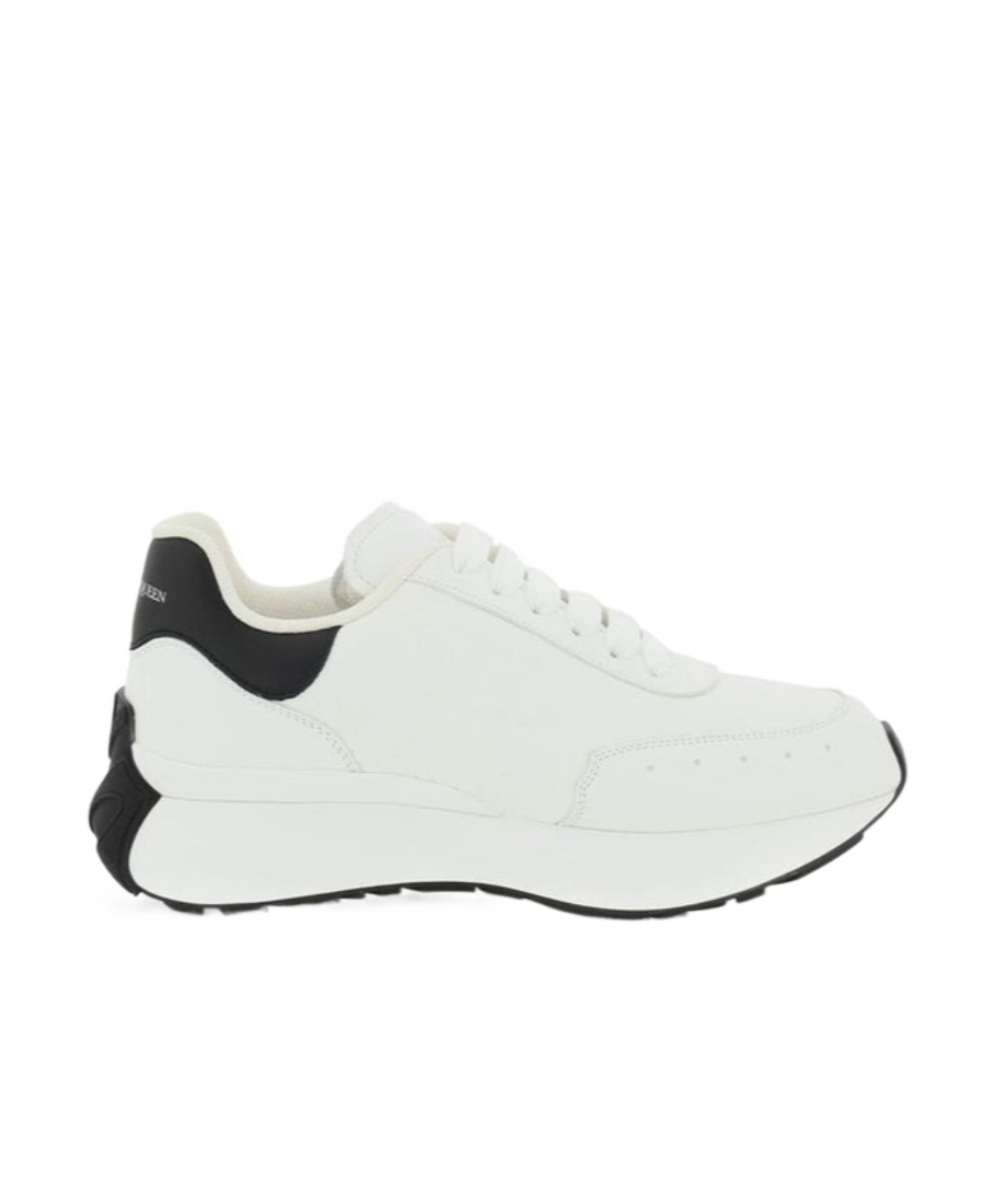Alexander Mcqueen Sprint Runner Embossed Two-tone Leather Exaggerated-sole Sneakers In White