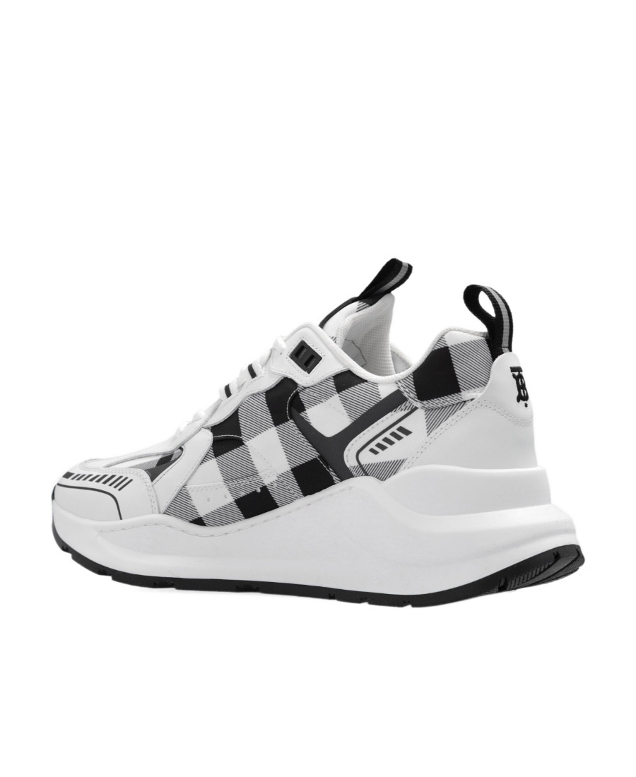 Burberry Check-pattern Leather Sneakers In White