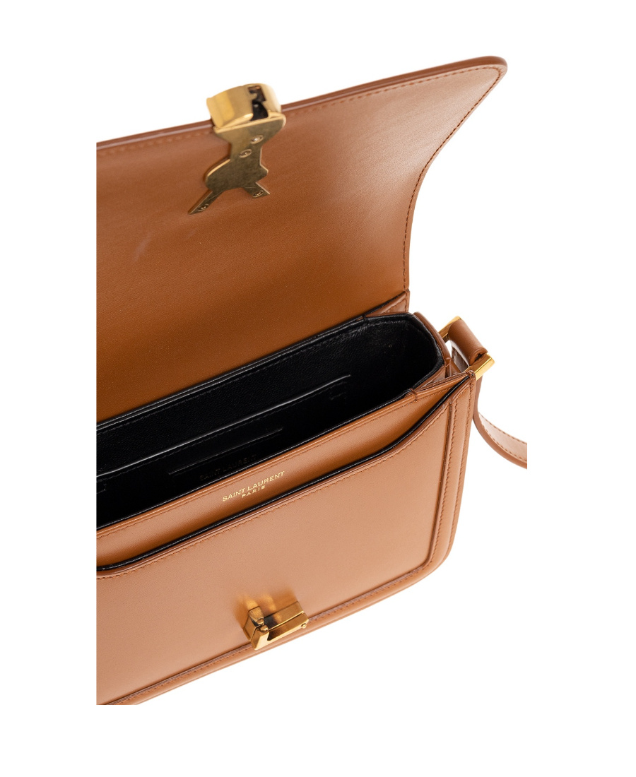 Saint Laurent Logo Shoulder Bag In Brown
