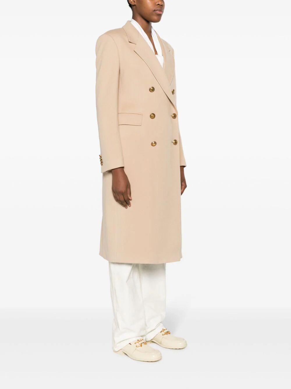 Tagliatore Double-breasted Notched-lapels Coat In Nude