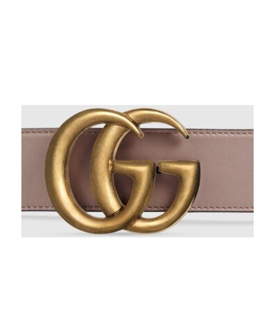 Gucci Leather Belt With Double G Buckle In Pink