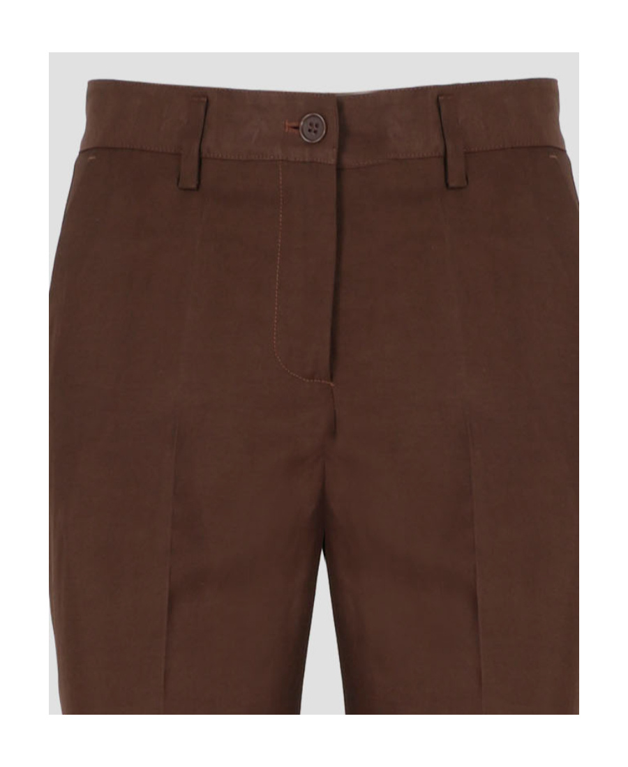 Shop P.a.r.o.s.h Linen Blended Trousers In Green