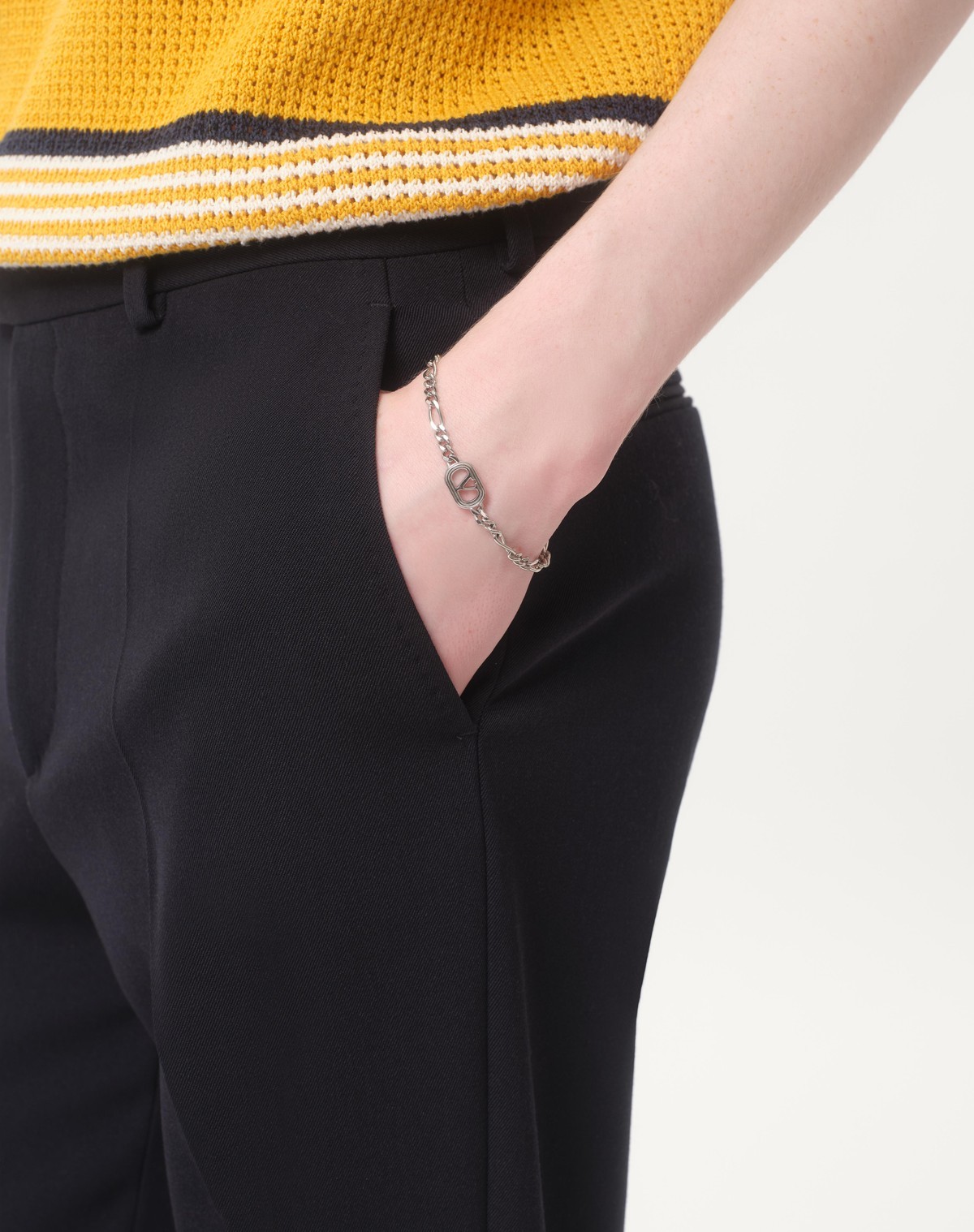 Valentino Ovalette Vlogo Bracelet In White