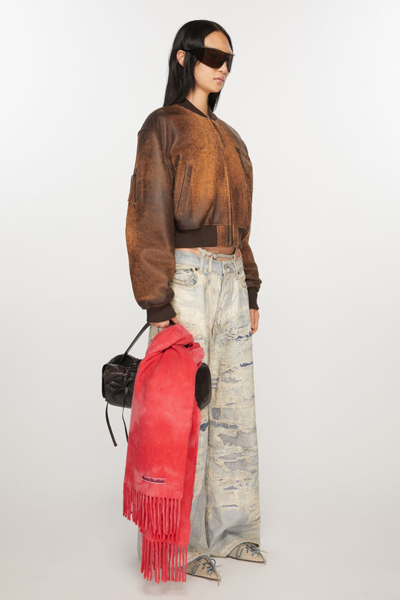 Shop Acne Studios Logo-appliqué Wool Scarf In Red