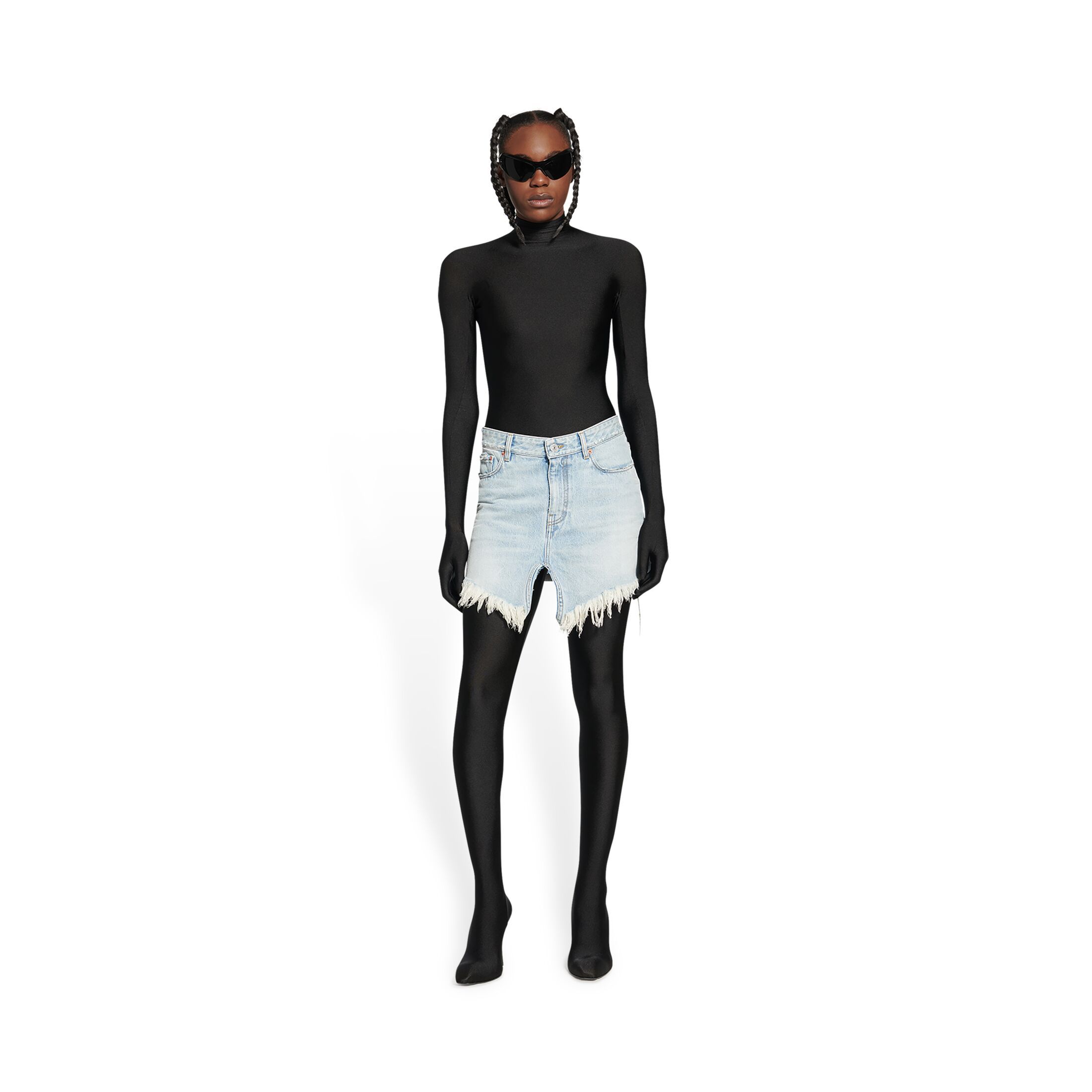 Shop Balenciaga Women's Cut-up Mini Skirt In Light Blue