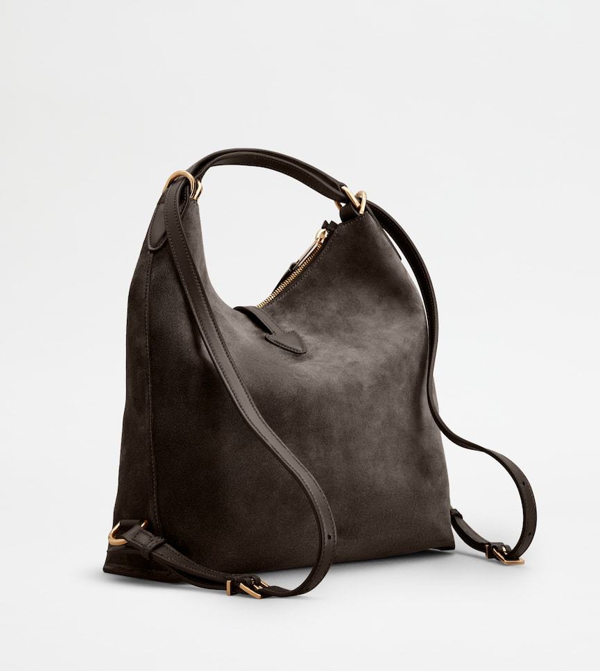 Tod's T Timeless Shoulder Bag In Suede Small In Brown