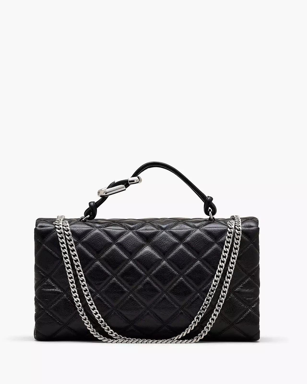 Marc Jacobs The Xl Dual Chain Diamond Quilted Convertible Leather Shoulder Bag In Black