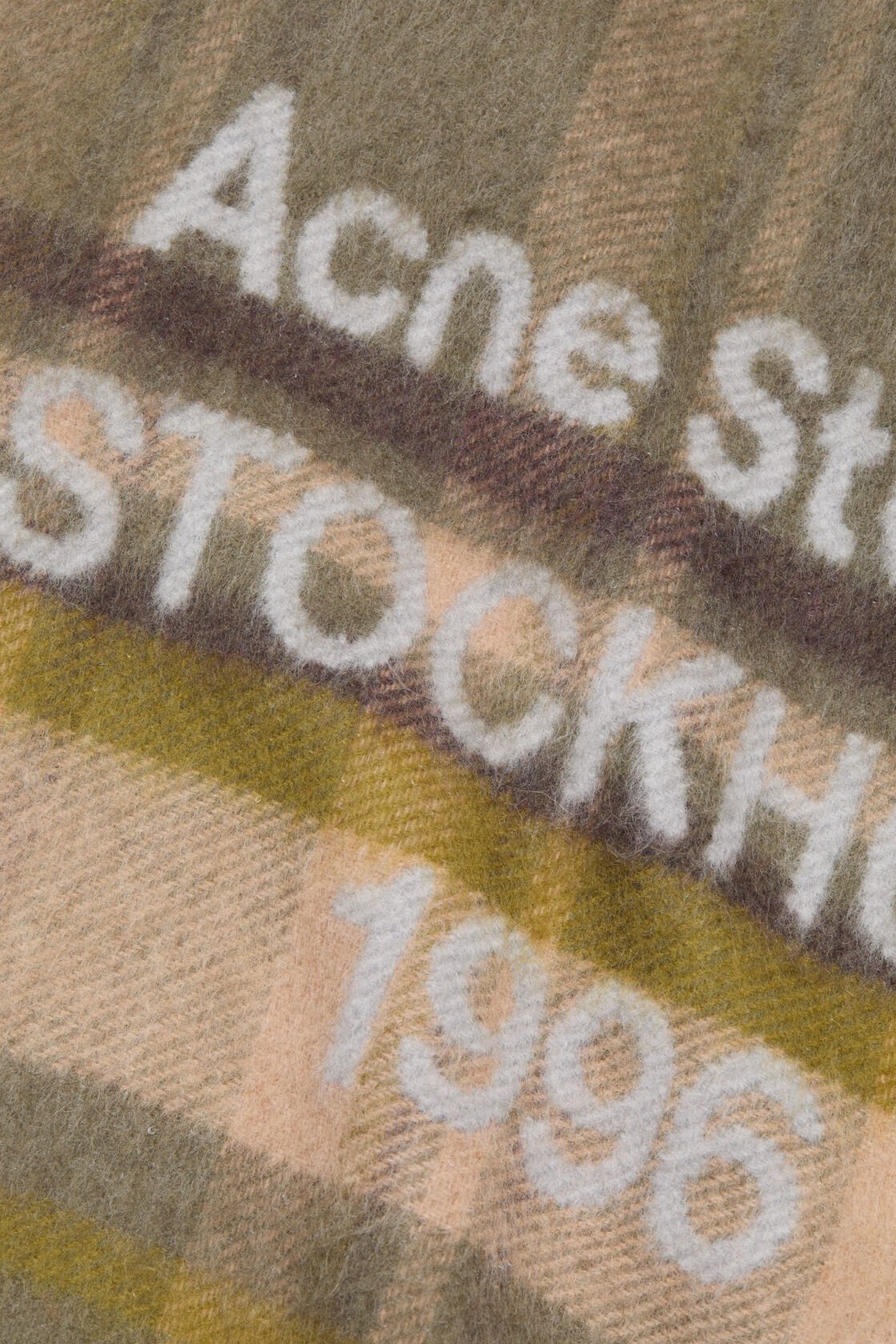 Acne Studios Check Logo Scarf - Wide In Gray