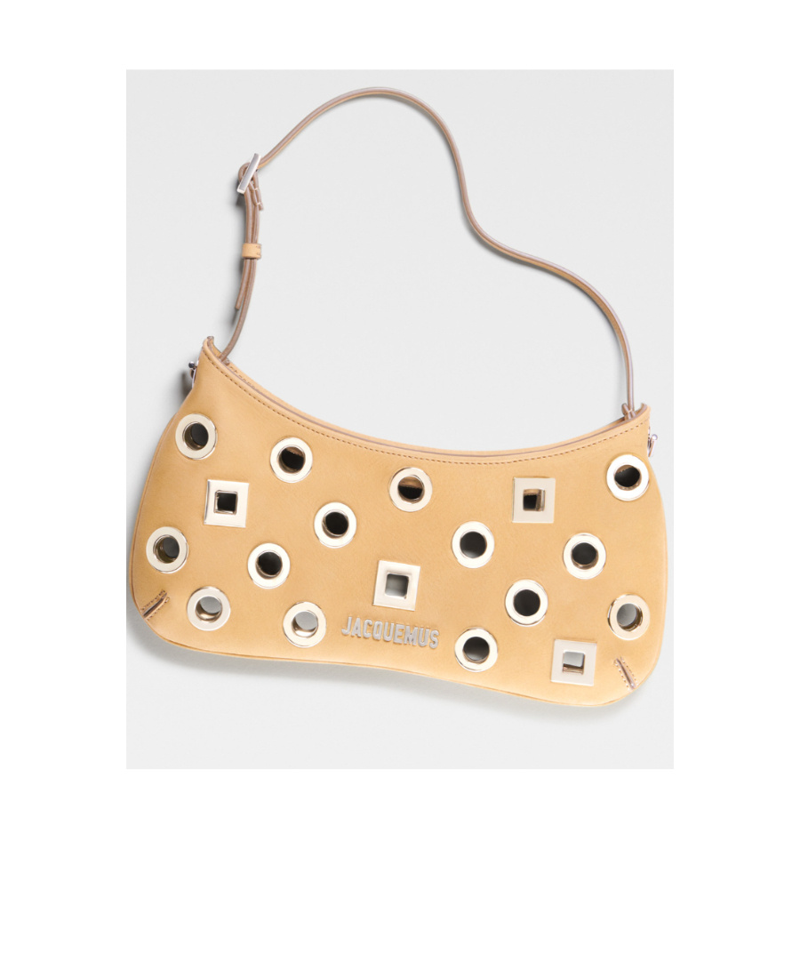 Jacquemus Le Bisou Eyelet-embellished Shoulder Bag In Nude