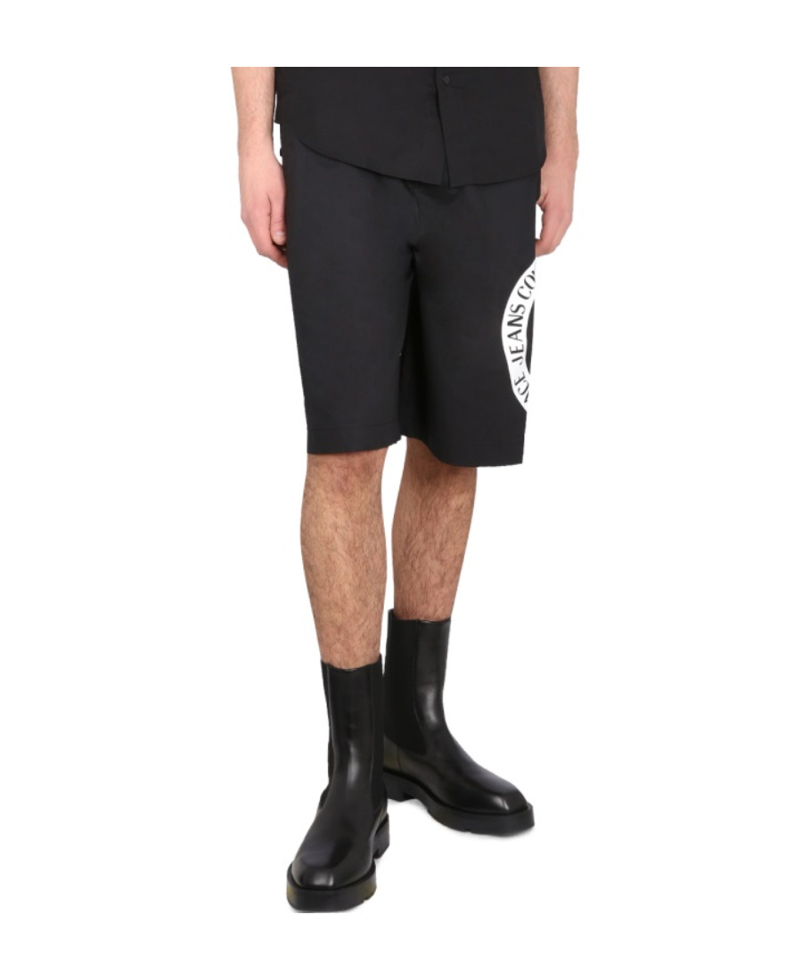 Versace Jeans Logo-print Shorts In Black