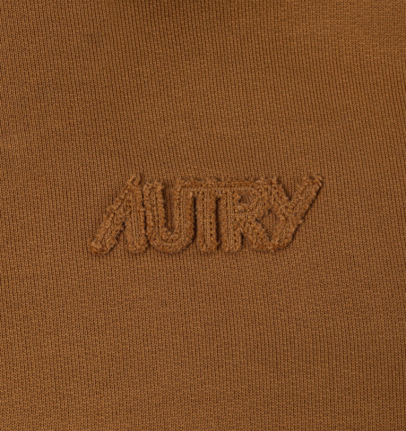 Autry Drawstring Hooded Knitwear With Ribbed Cuffs In Brown