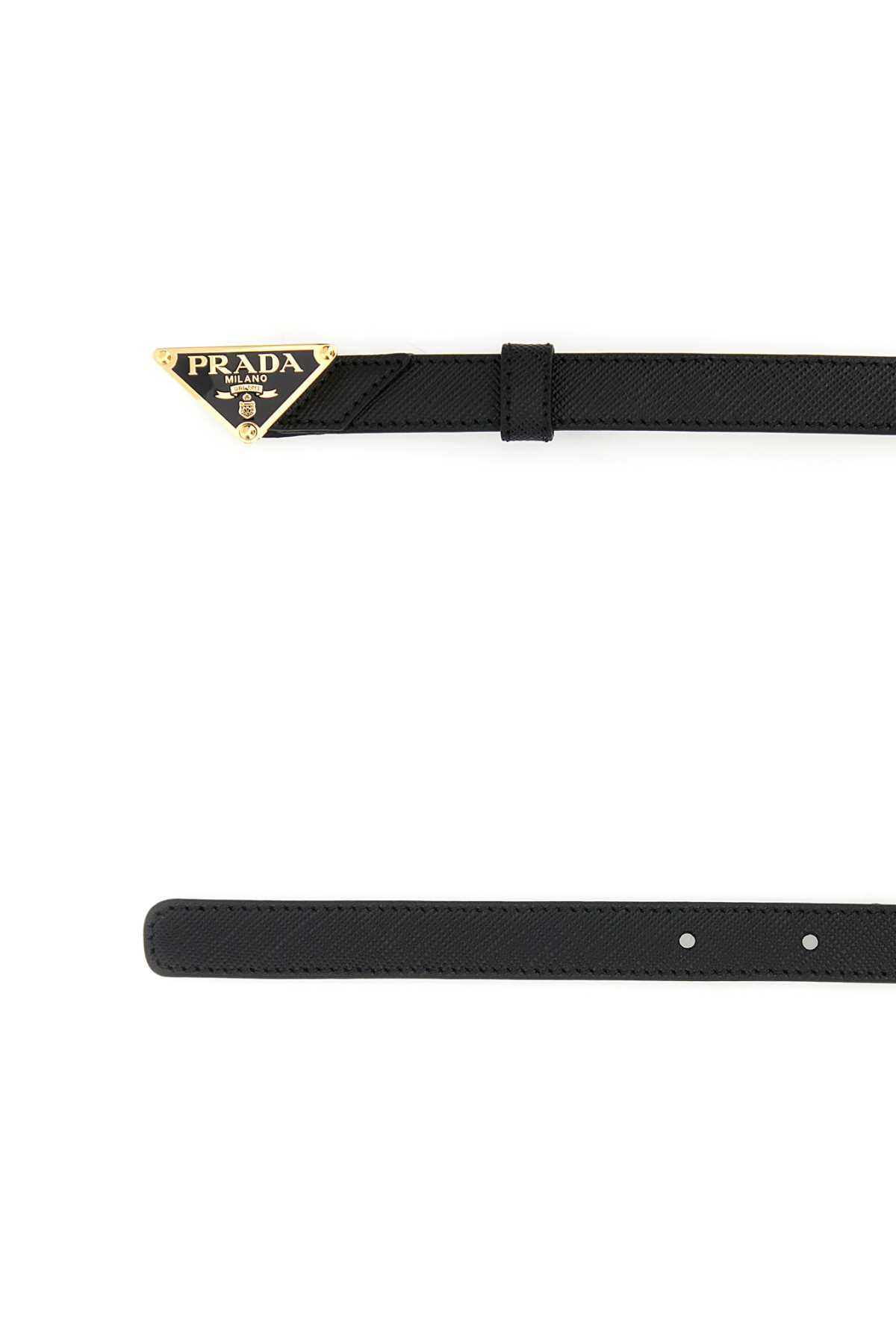 Prada Leather Belt Gold-tone Hardware In Black
