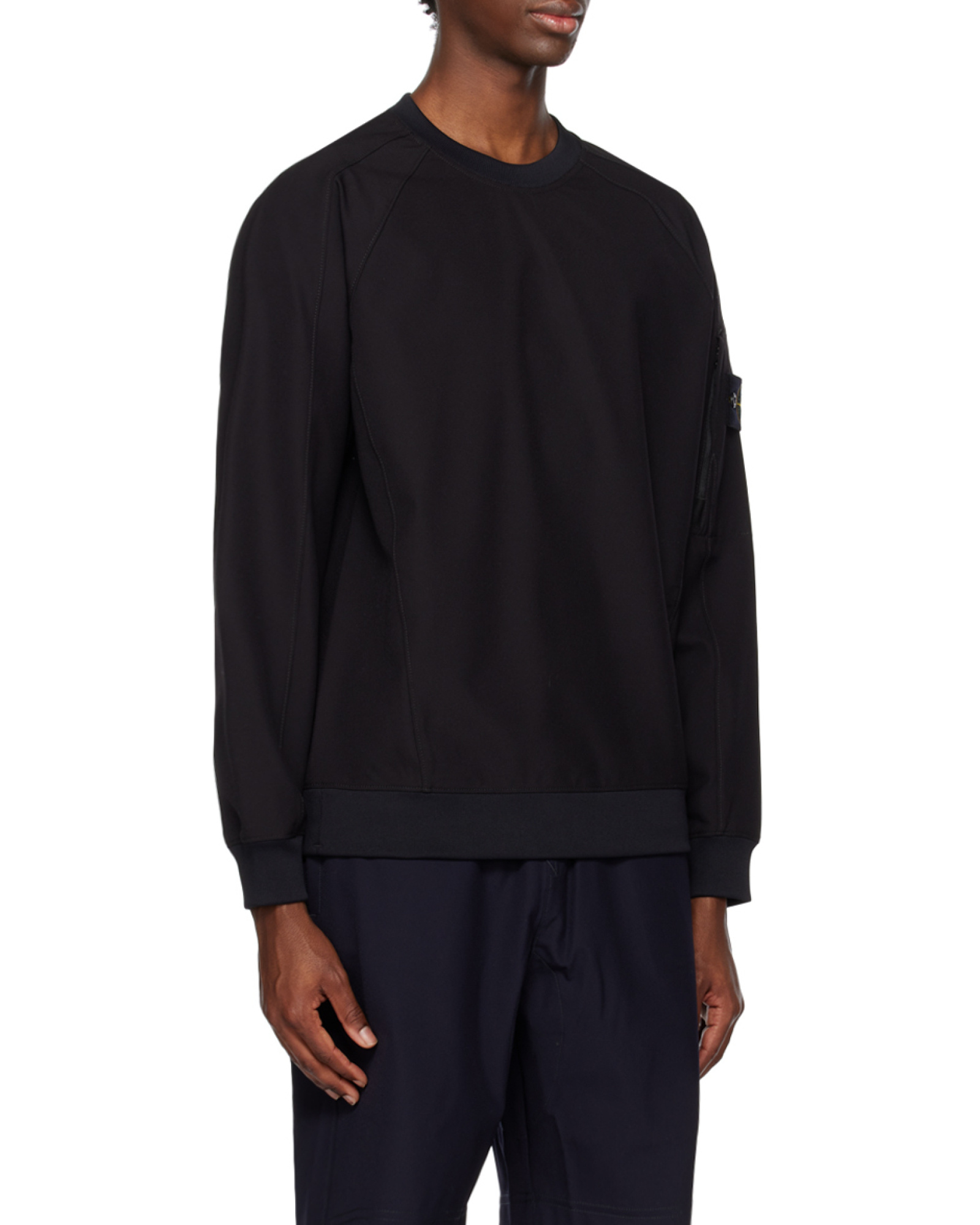 Shop Stone Island Compass-motif Long-sleeved Sweatshirt In Black