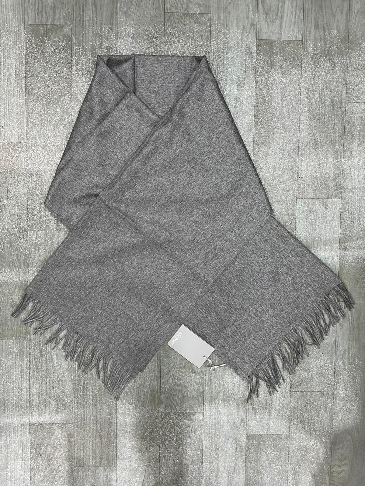 Max Mara Grey Fringed Scarf In Gray