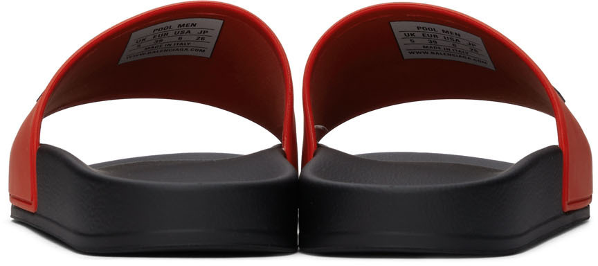 Balenciaga Embossed Logo Flip-flops In Red