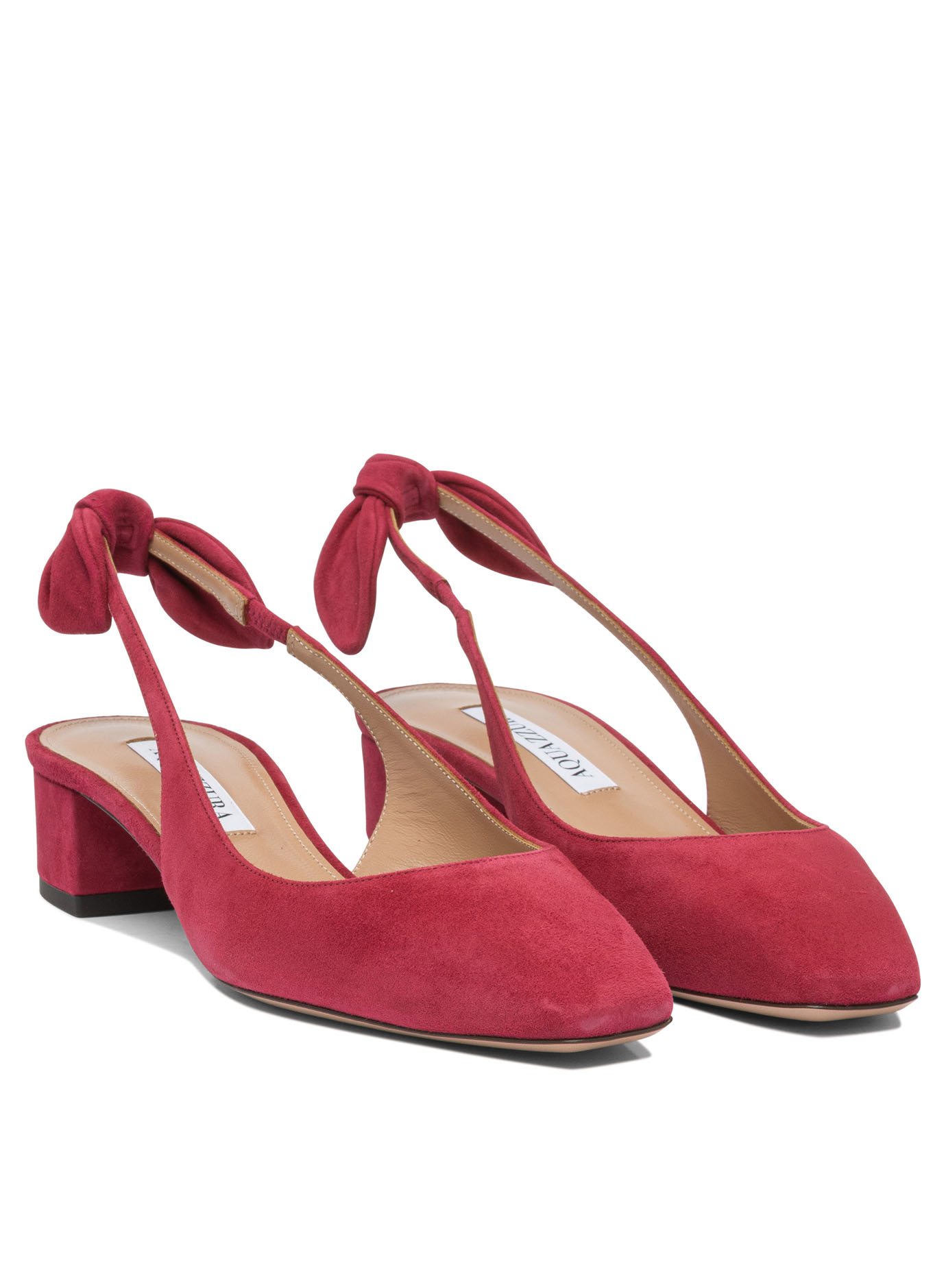 Aquazzura Very Bow Tie 35 Suede Slingback Pumps In Red