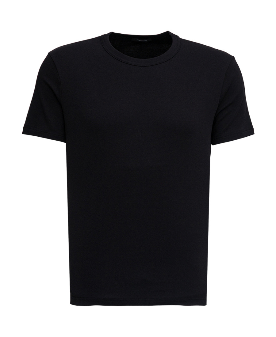 Tom Ford Black Stretch Cotton Crew Neck T-shirt In Black