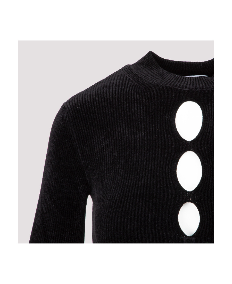 Msgm Cut-out Detail Knitted Top In Black
