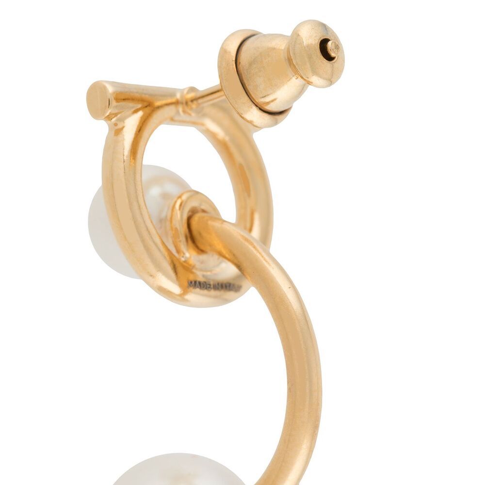 Ferragamo Gold Gancini Faux-pearl Earrings In Yellow