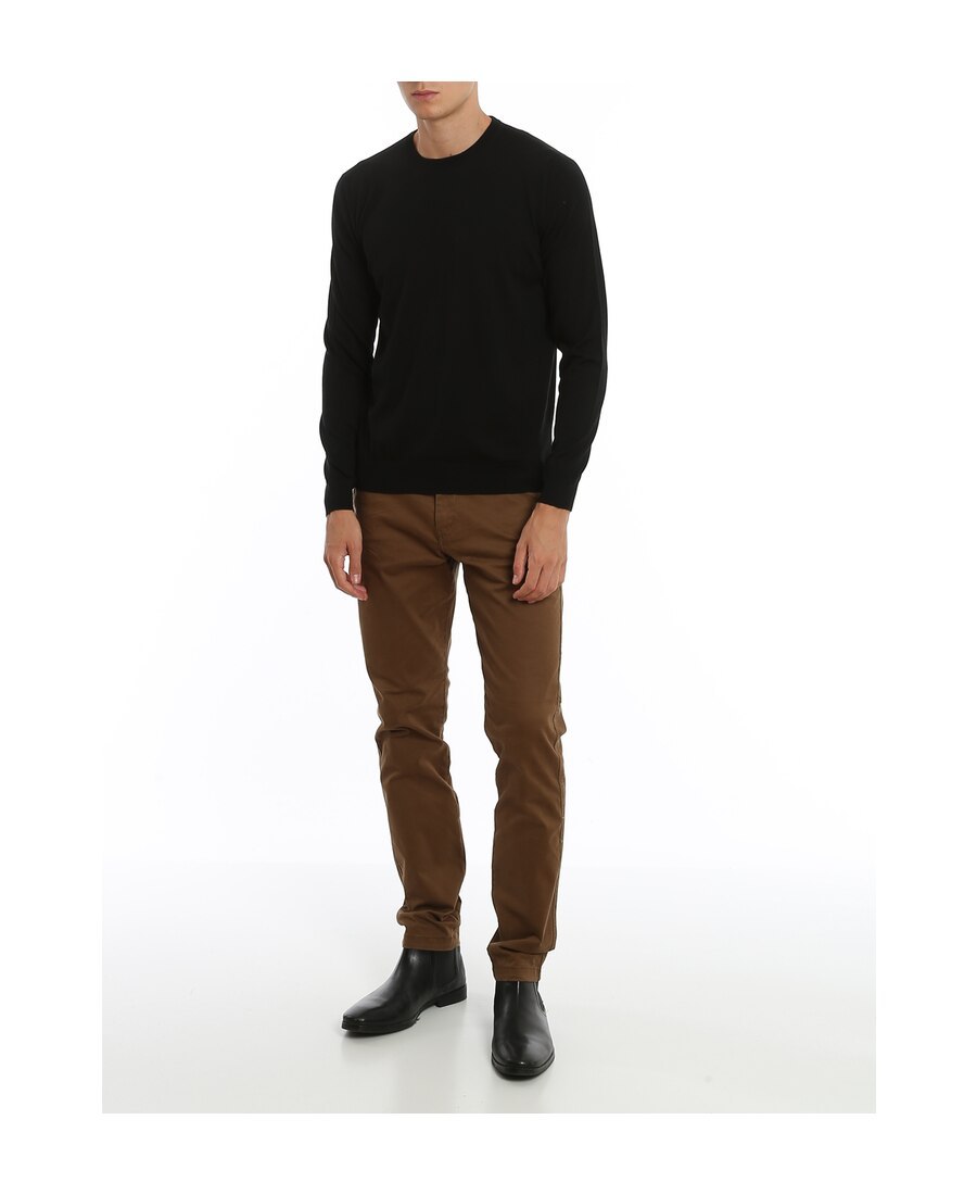 Drumohr Crew Neck Lightweight Jumper In Black