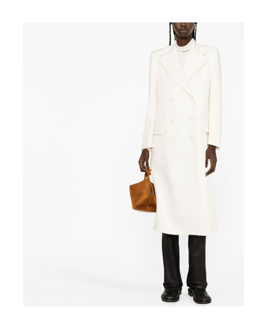 Ermanno Scervino Double-breasted Virgin Wool Trench Coat In White