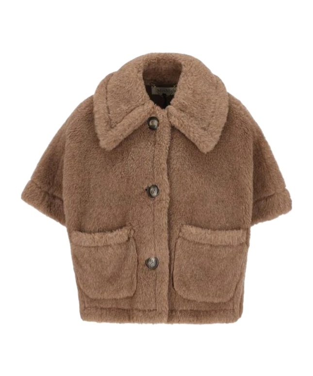 Max Mara Lapel Cape In Brown