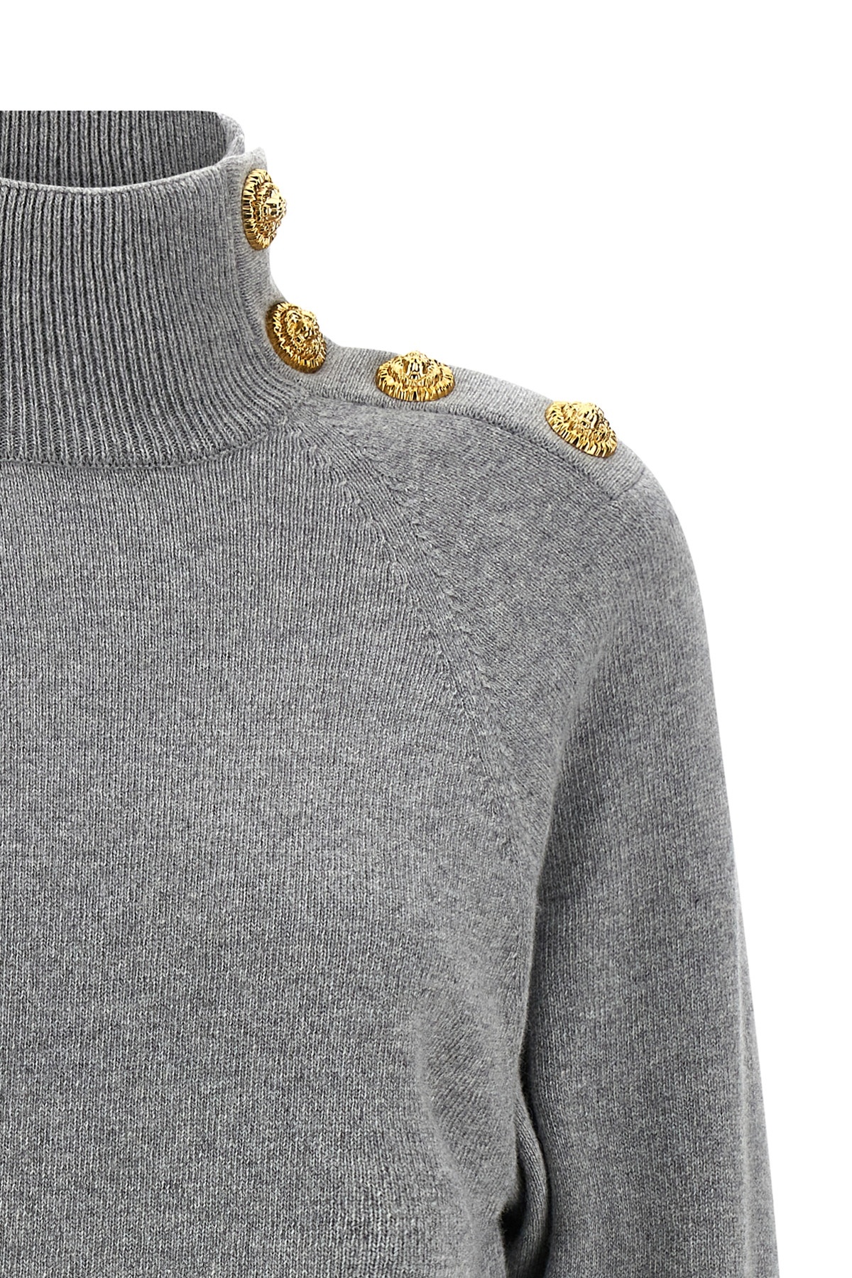 Balmain Cashmere Wool Sweater Sweaters And Cardigans Gray In Gray