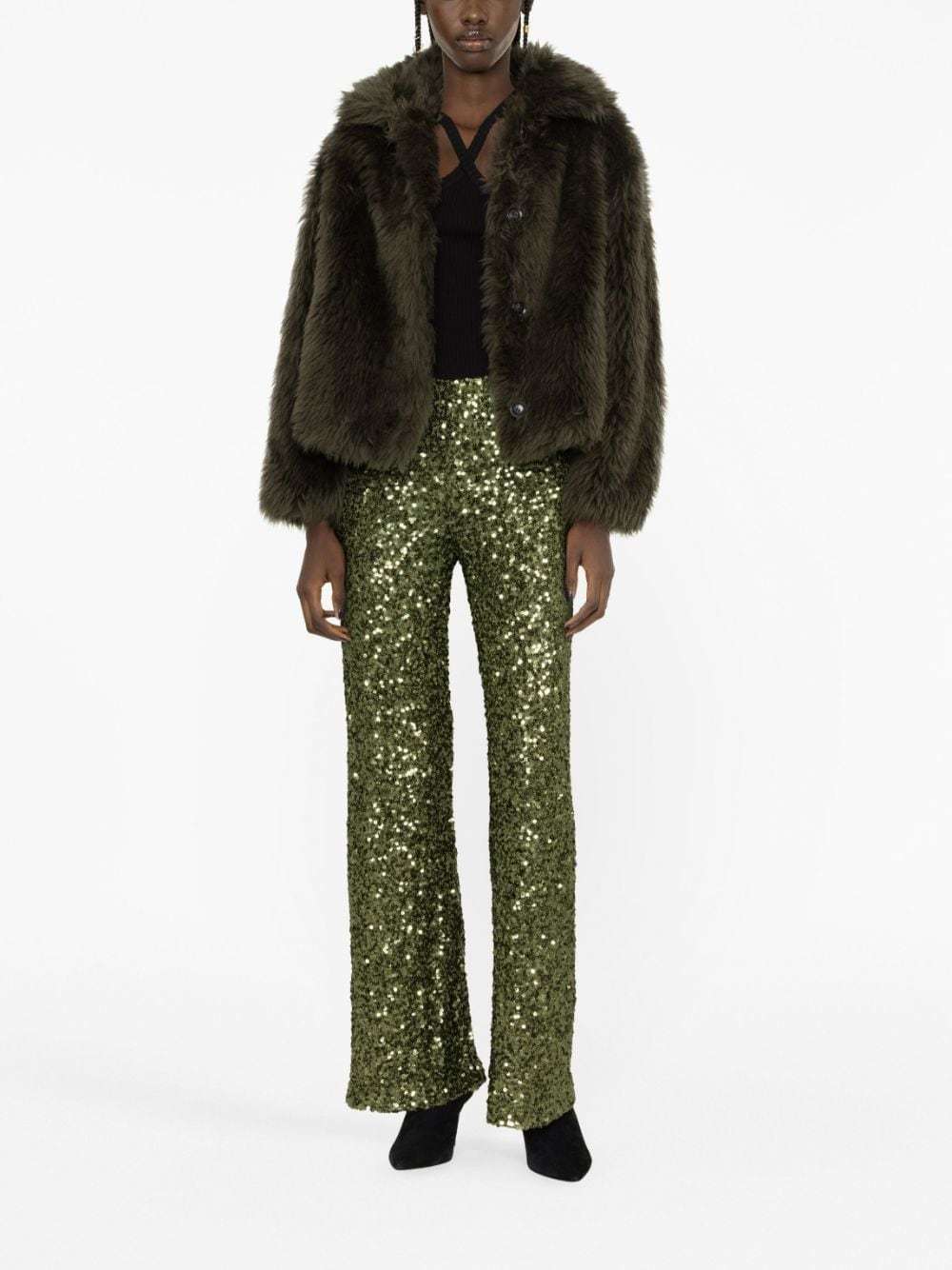 P.a.r.o.s.h Straight-leg Sequin Trousers In Green
