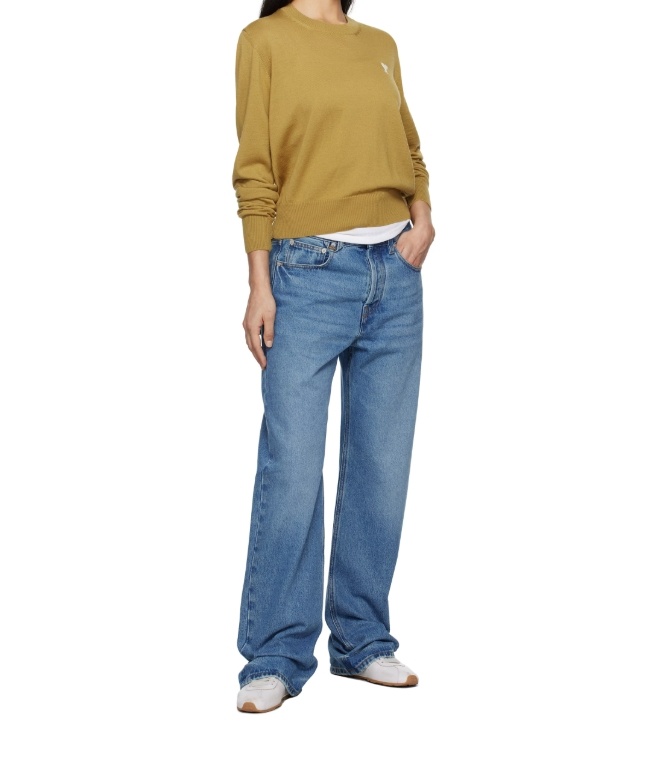 Ami Alexandre Mattiussi Round-neck And Long-sleeved Sweater In Nude