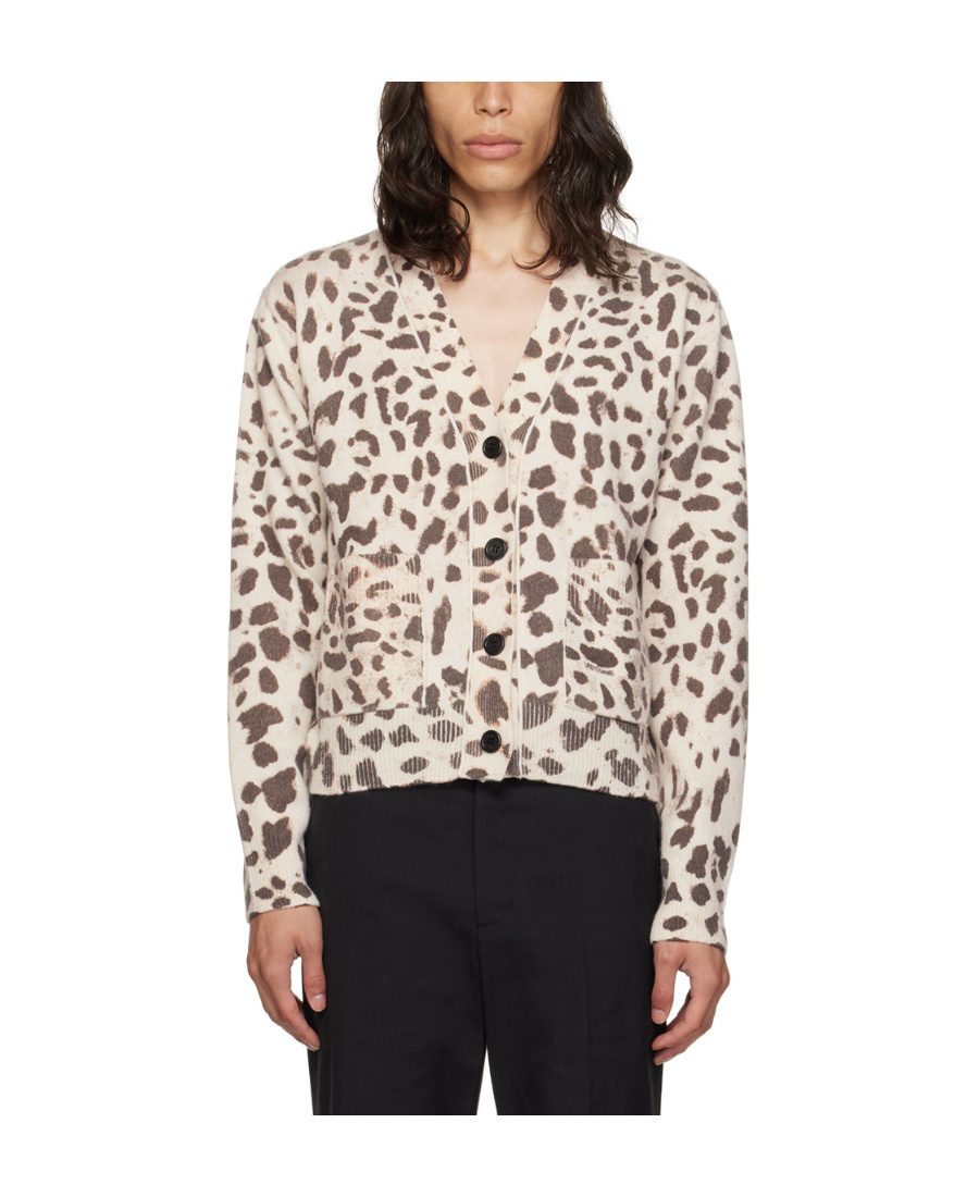We11 Done Off-white Y-neck Cardigan In Nude