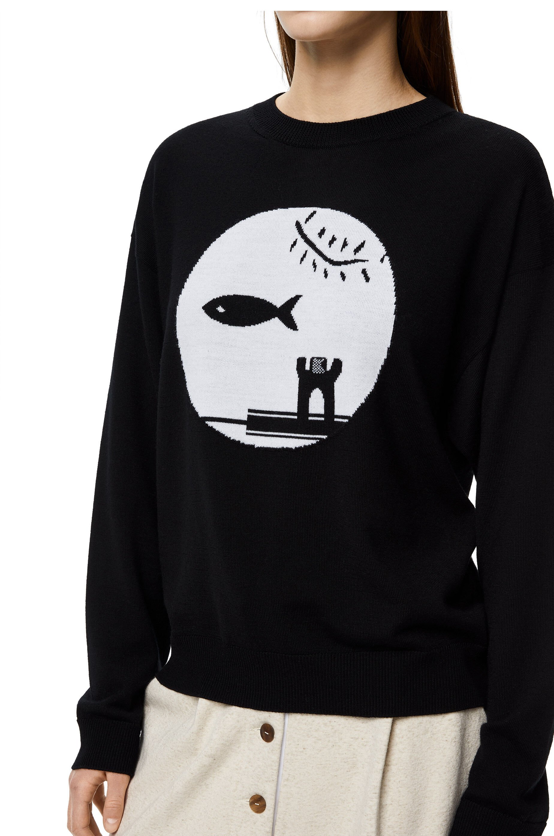 Loewe Inlaid Wool Pullover In Black