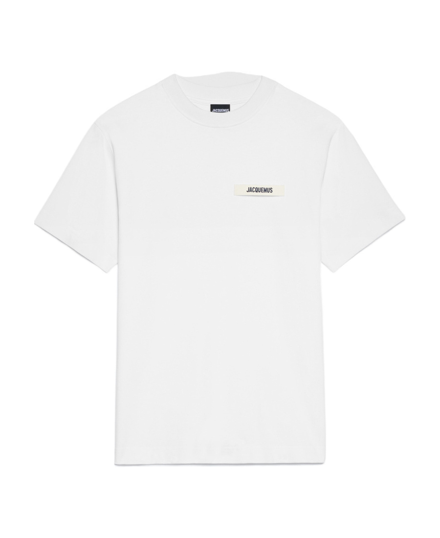 Jacquemus 'le T-shirt Gros Grain' White T-shirt With Logo Patch On The Front In White