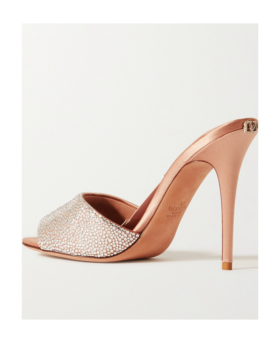 Valentino Garavani Nite-out Crystal-embellished Mules In Nude