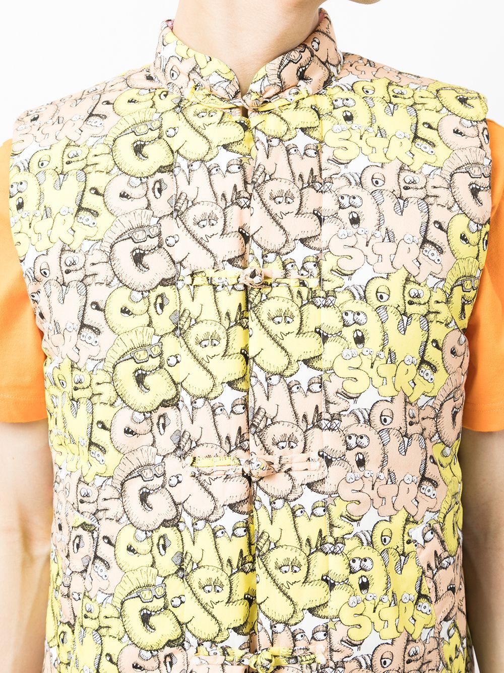 Comme Des Garçons Logo-print Padded Gilet In Multicolor