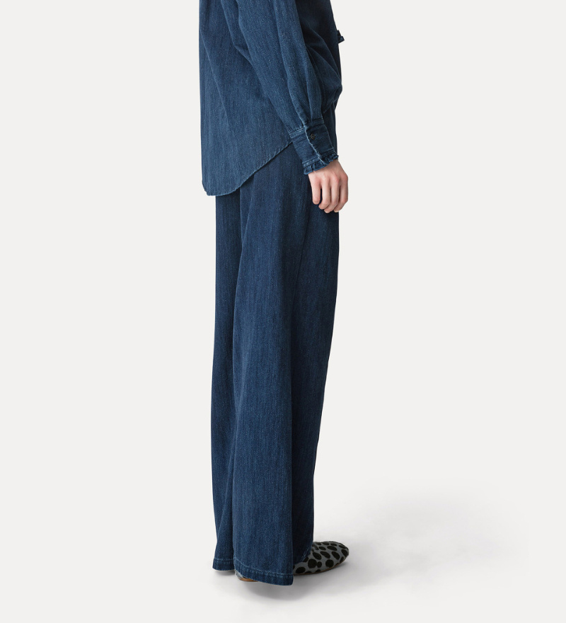 Forte Forte Palazzo Trousers In Denim In Blue