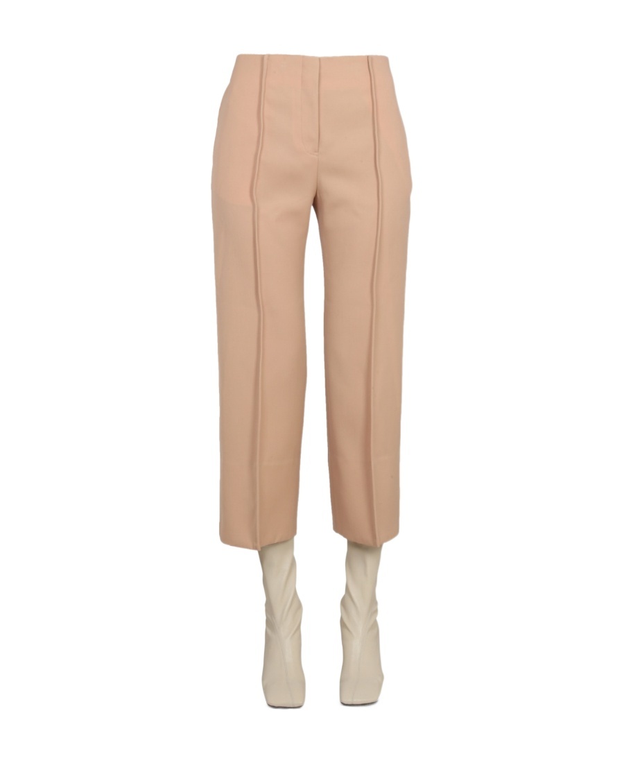 Shop Jil Sander Cropped Cotton Trousers In Nude