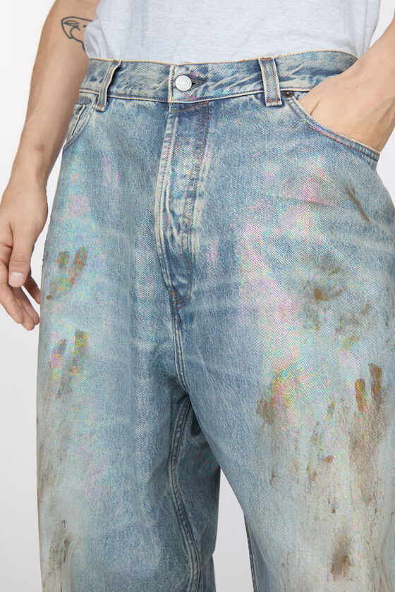 Acne Studios Stained-effect Wide-leg Jeans In Gray