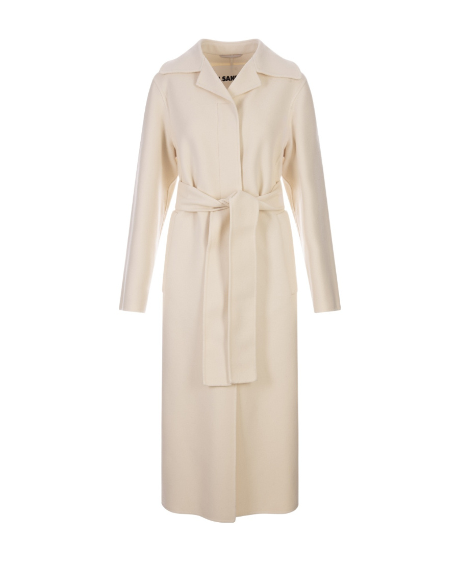 Jil Sander Belted Single-breasted Cashmere Coat In Nude