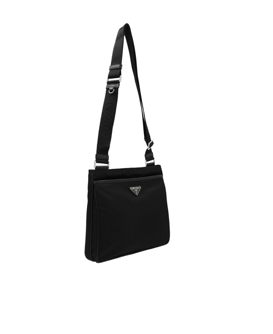 Prada Clutch Bag Leather Detachable Wrist Handle In Black