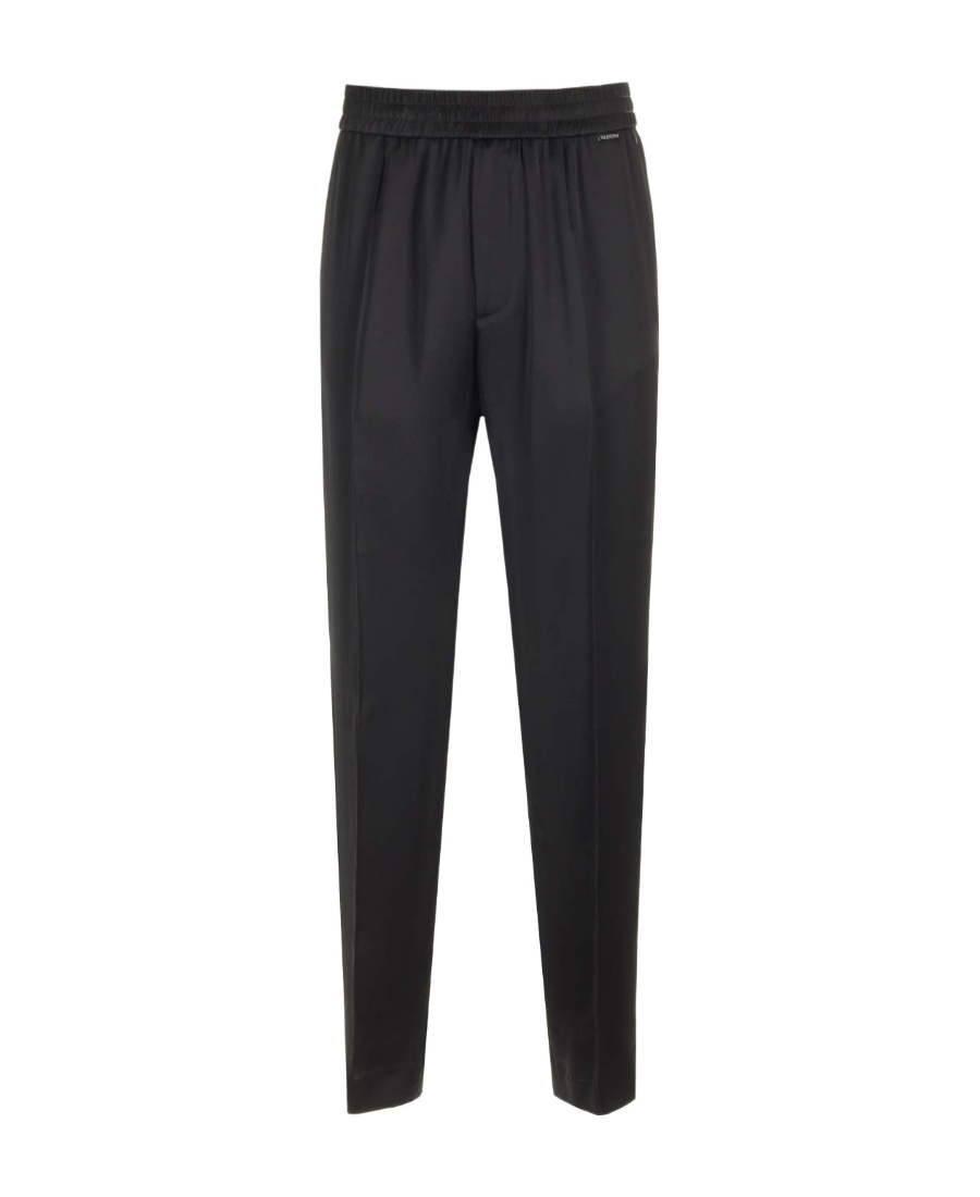 Valentino Black Elasticized Trousers In Black