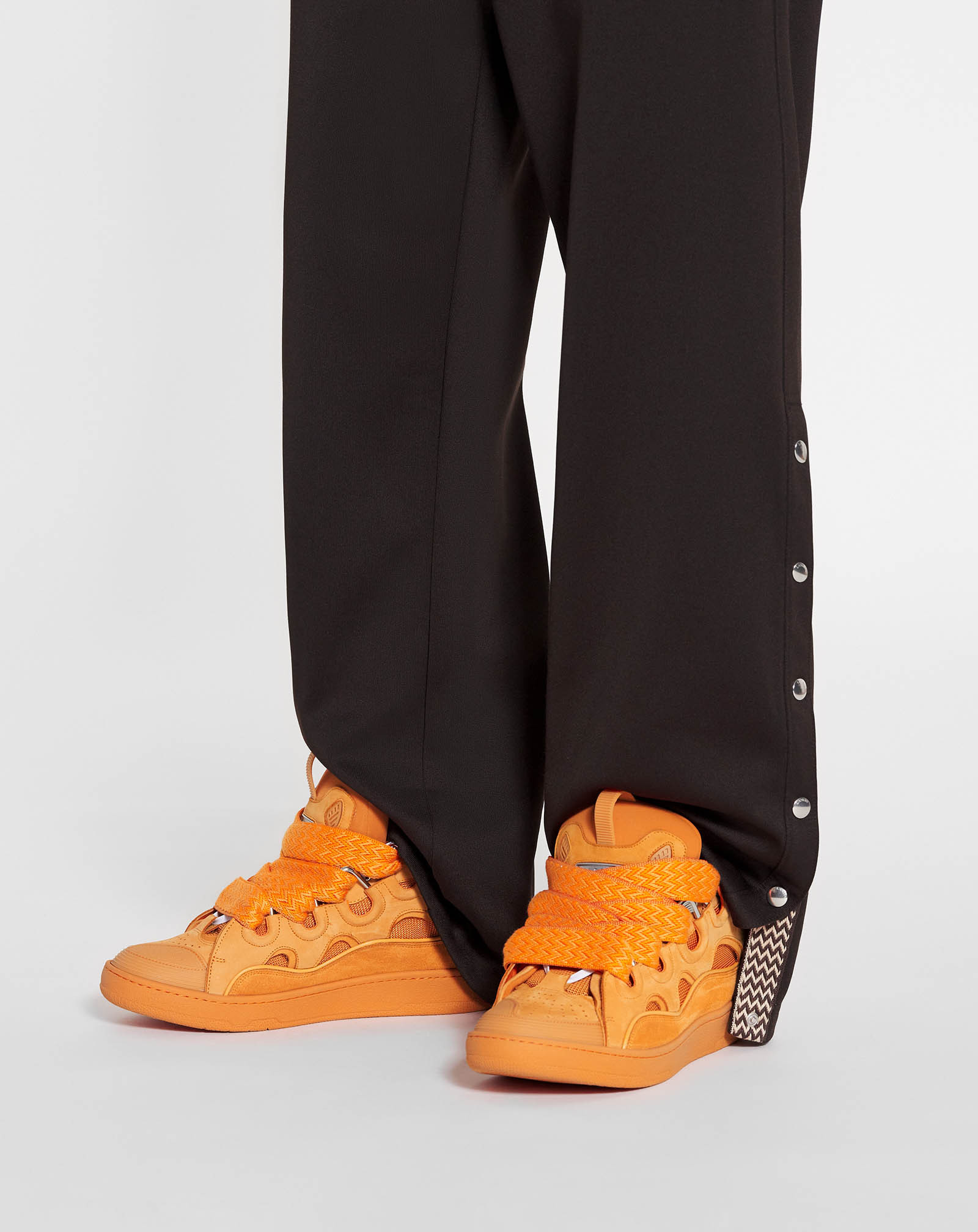 Lanvin Leather Curb Sneakers For Male In Orange