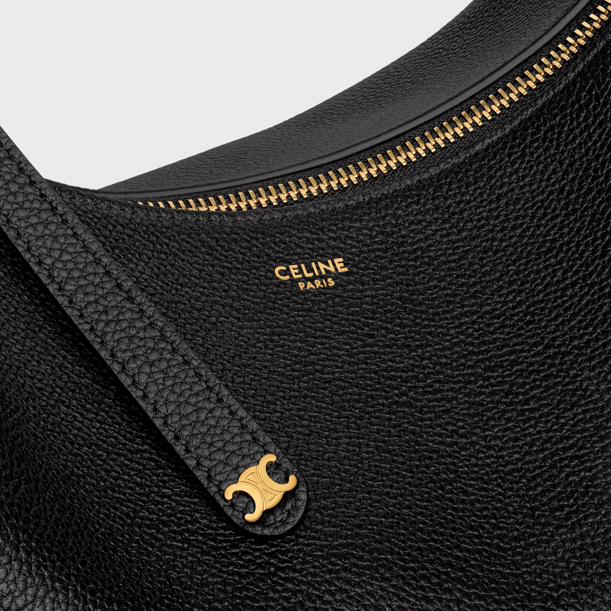 Celine Large  Lulu In Grained Calfskin In Black